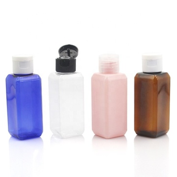 Pink Square Cosmetic Bottles - 1oz, 30ml, 50ml Flip Top Pet Plastic Bottles
