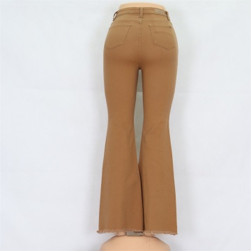 Women's Brown Flared Jeans Customized Wholesale