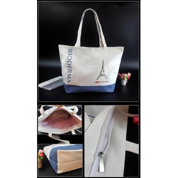 Tote Bag Canvas dengan Ritsleting