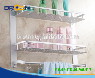 NINGBO Wall Mounted Bathroom Aluminum Double shelf /SLIVER #1909