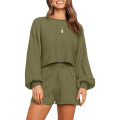 Women's Pullover Sweater Crop Top Shorts