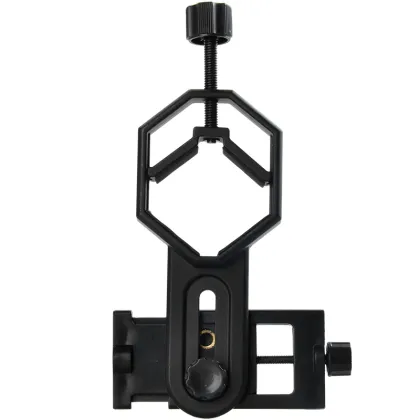 Black Adjustable Phone Mount for Microscope, Spotting Scope, and Telescope