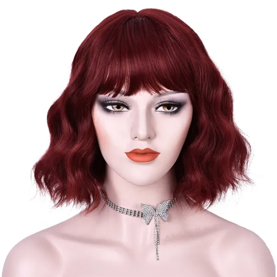 Custom Color Bob Wigs  kinky loose deep short baby ombre  wigs natural long  hair wavy with headband for woman's bob curly wig