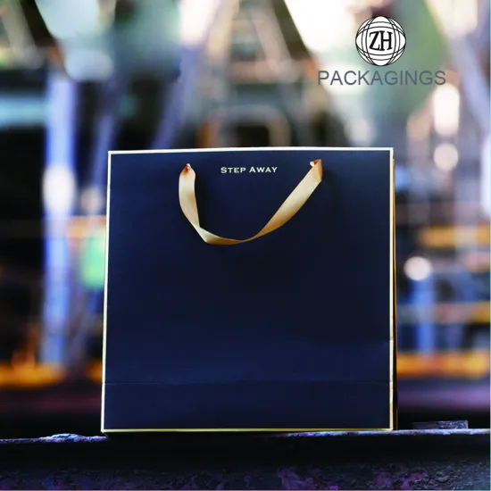 Reusable matt black customised gift paper bag