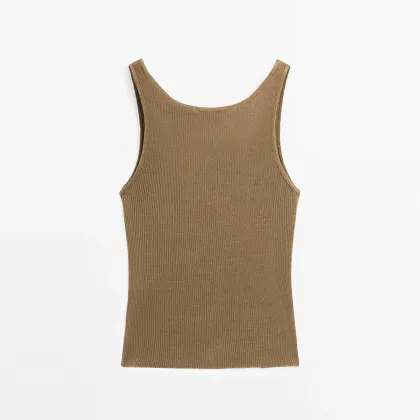 Women's American retro minimalist basic ribbed knitted vest