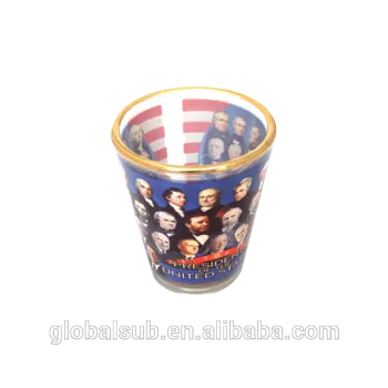 Customized 1.5oz Gold Rim Sublimation Blank Glass Mug no handle