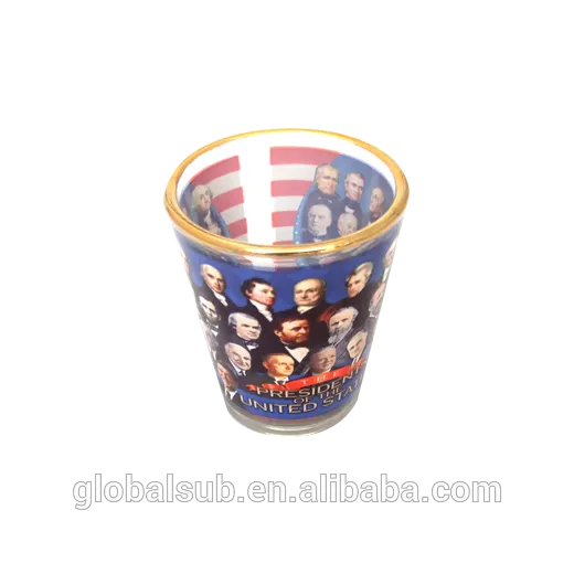 Customized 1.5oz Gold Rim Sublimation Blank Glass Mug no handle
