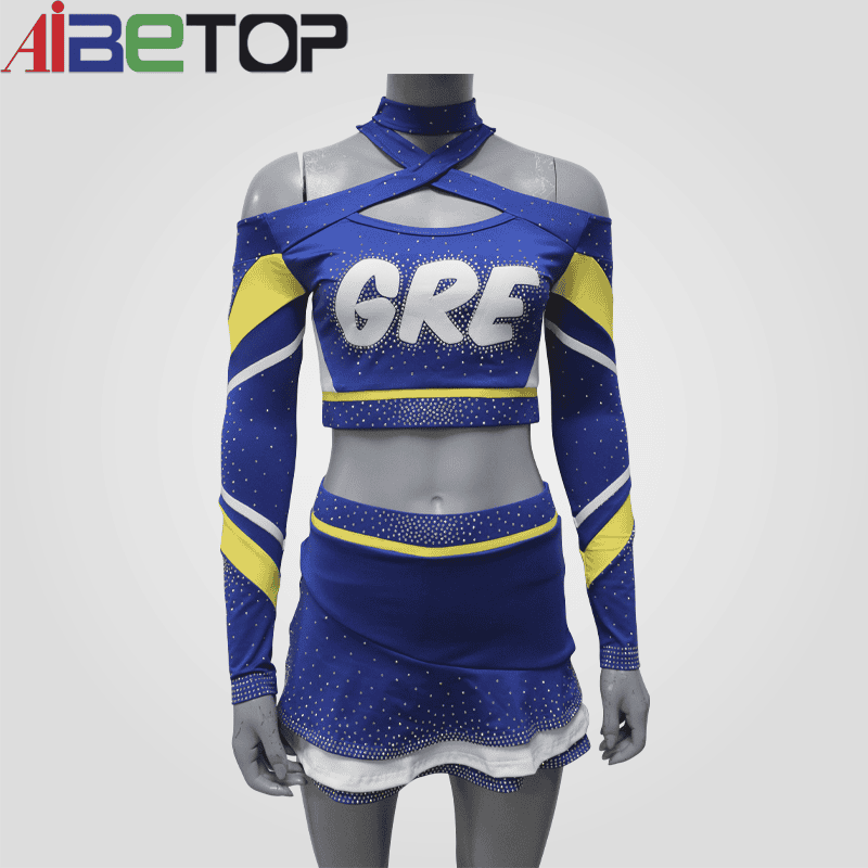 Blue all star cheerleading uniform 2piece cheerleader uniform6