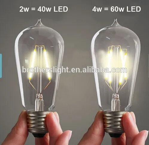 New Edison style T58 LED light bulb - E27 2w 4w lamp - Vintage decor your home - globe glass bulb