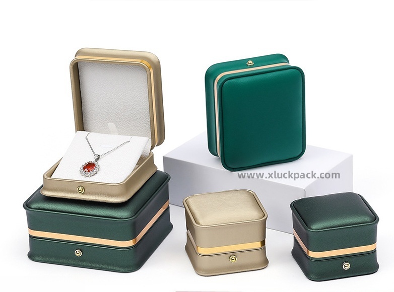 Gold Clasp Octagonal Jewelry Box in PU Leather