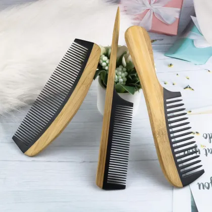 Hot Selling 100% Natural Black Buffalo Ox Horn Handmade Hair Comb | No Static | Wooden & Bamboo Wide Tooth Combs