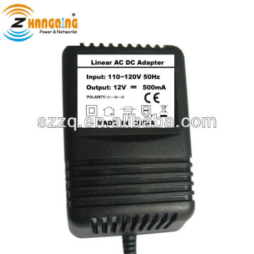 wall mount AC DC 12v 500ma linear power adapter