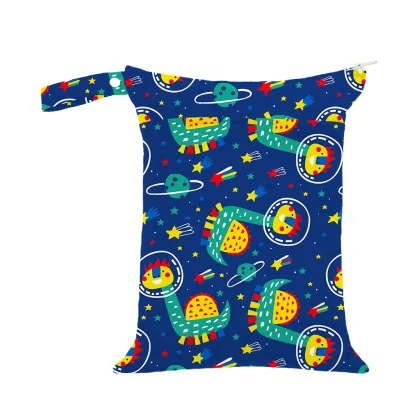 Washable Double Pocket Waterproof Wet Bag for Diaper Storage