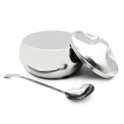 Countertop Stainless Steel Sugar Bowls With Lid Spoon