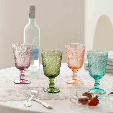 Wholesale Vintage Relief Glass Goblets - Red Wine & Champagne Cups