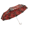 Paraguas plegable con mango de gancho y estampado de cebra