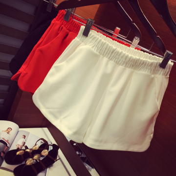 Korean Summer Loose Slim Elastic Waist Wild Leg Chiffon Leisure Shorts B3211