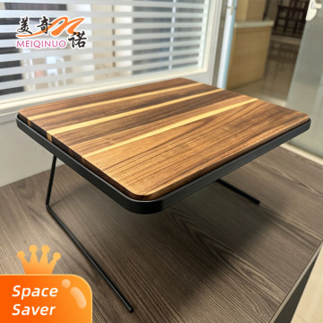 Support de rangement pour comptoir en bois avec supports métalliques