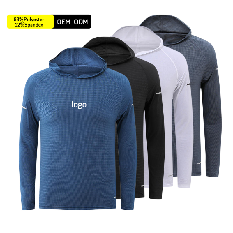 Men Breathable Long Sleeve Polyester hoodie Shirt