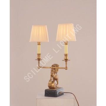 CT20317-2VBN antique solid brass lion table lamp
