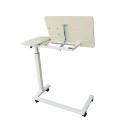 Tilt-Top Overbed Bedside Table with Wheels for Hospital