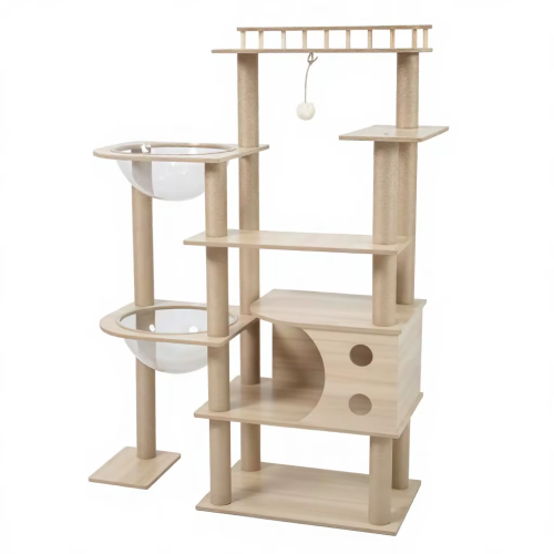 Modern Luxury Wool Cat Tree Scratching Tower Weather Resistant Cat Climbing Playground Durable Structure Custom Production