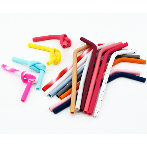 Återanvändbar Bent Silicone Drinking Straws Long Drink Straws