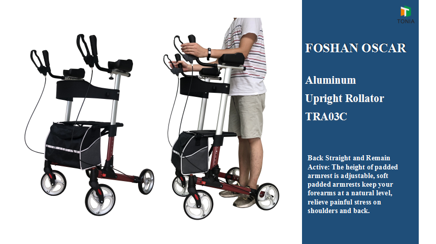Adults walker Double folding aluminium rollator, upright walker for adults