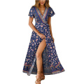 Vestidos de embrulho feminino Bohemian floral impresso