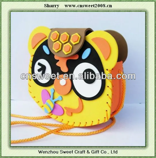 Cartoon tiger shaped EVA handmade bag/children DIY handmade sticker