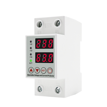 63A 230V DIN Rail Adjustable Digital Over/Under Voltage Relay, Surge Protector, and Limit Over Current Protection Device