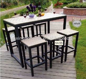 fashionable outdoor bar set poly wooden chairs
