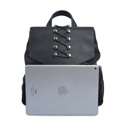 Sac à dos en cuir souple noir voyager Fancy Pack