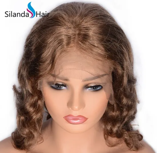 #8 Body Wave Brazilian Remy Human Hair Lace Front Wigs 12 Inch