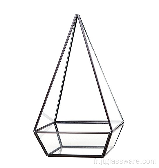 Décor de terrarium en verre en forme de pyramide pentaèdre