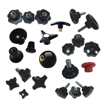 OEM M5-M10 Six Lobe Flower Knurled Knob Screws - Black Head Clamping Knob