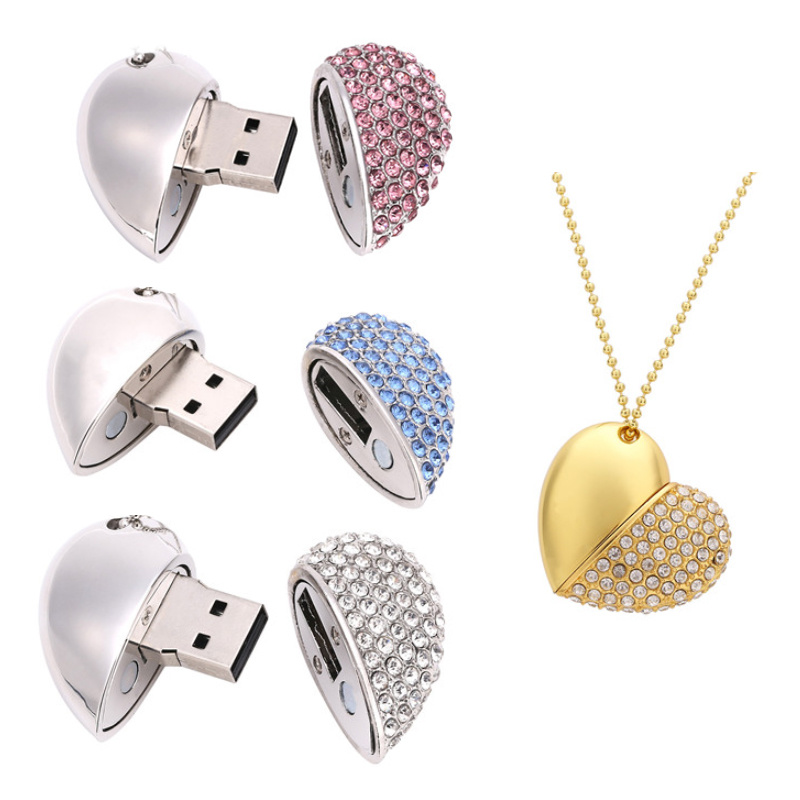 Heart Shape Crystal 8GB Disco flash USB