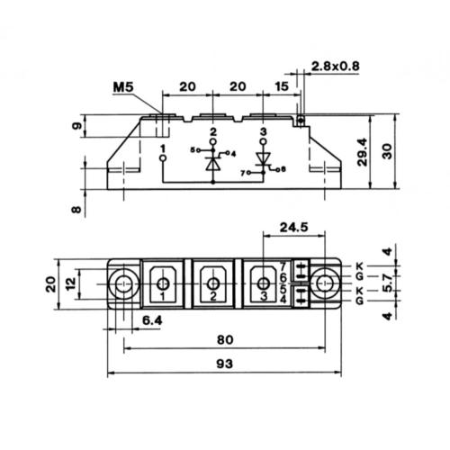 High reliability 1200V SKKT57B-16E thyristor module