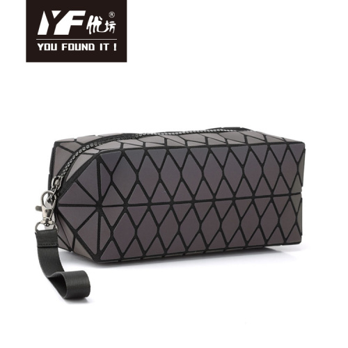 Makeup Bag Custom Geometric design luminous PU leather makeup bag Supplier