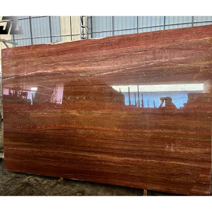 Red Travertine Slabs and Marble Backgrounds