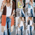 Womens Boho Open Front Cardigan Colorblock