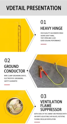 Large-capacity Explosion-proof Chemical Storage Cabinet with Movable Shelves for Gas Cylinder Safety