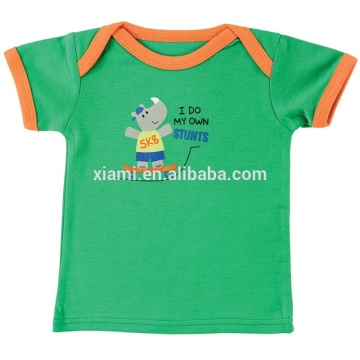 new design organic fabric handfeel print letter lovely animal pattern baby tee shirt