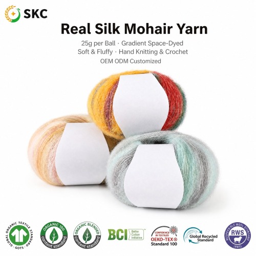 Fio extravagante de seda mohair 25g gradiente tingido super macio fofo oe à prova de álcalis 12s/5 mão tricô crochê diy oem odm personalizado