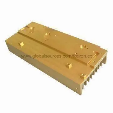 Aluminum Extrusion Heat-sink for Electronics with Gold Chromate Finish, Sized 250 x 82 x 36mm