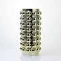 Cylinder Glass Vase With Metallic Embossed Golden Ball