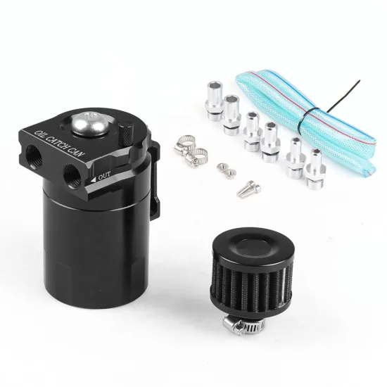 Universal Baffled Aluminum Oil Catch Can with Filter: Reservoir and Tank Assembly
