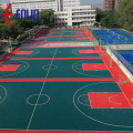 Suspended modular sports flooring tiles for backyard court