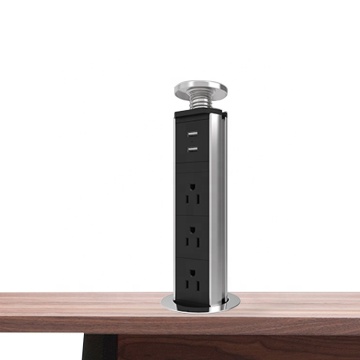LENGON 3-Way Tabletop Conference Room Pop-Up Power Socket with USB