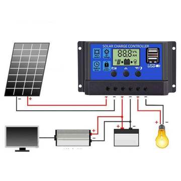 12V/24V PWM USB Solar Charge Controller with LCD Display
